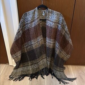 Plaid Fringe Shawl